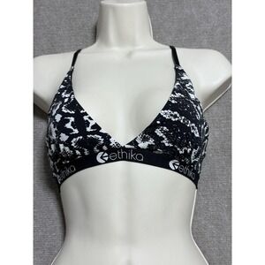 Ethika Bralette Womens Large Black White Snake Print Triangle Bra Top Adjustable